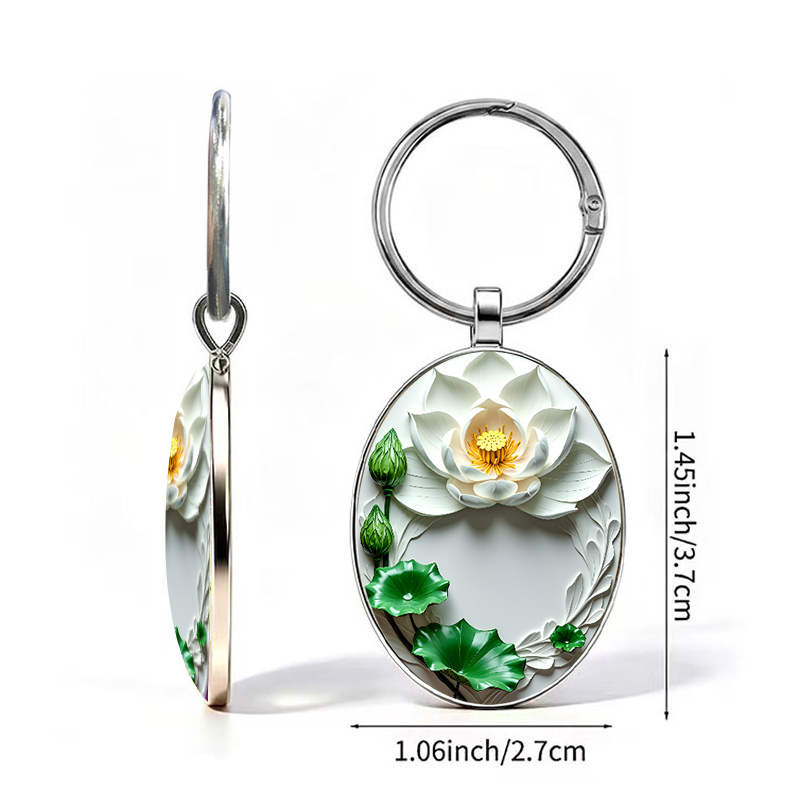 Chinese Style Realistic White Lotus Keychain